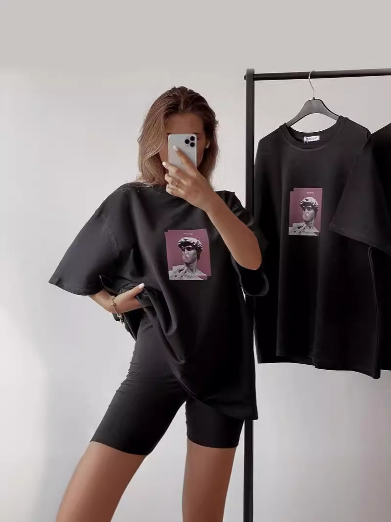 Unisex Print Loose Fit T-Shirt, Casual and Versatile Comfortable