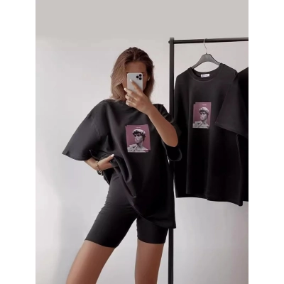 Unisex Print Loose Fit T-Shirt, Casual and Versatile Comfortable 02