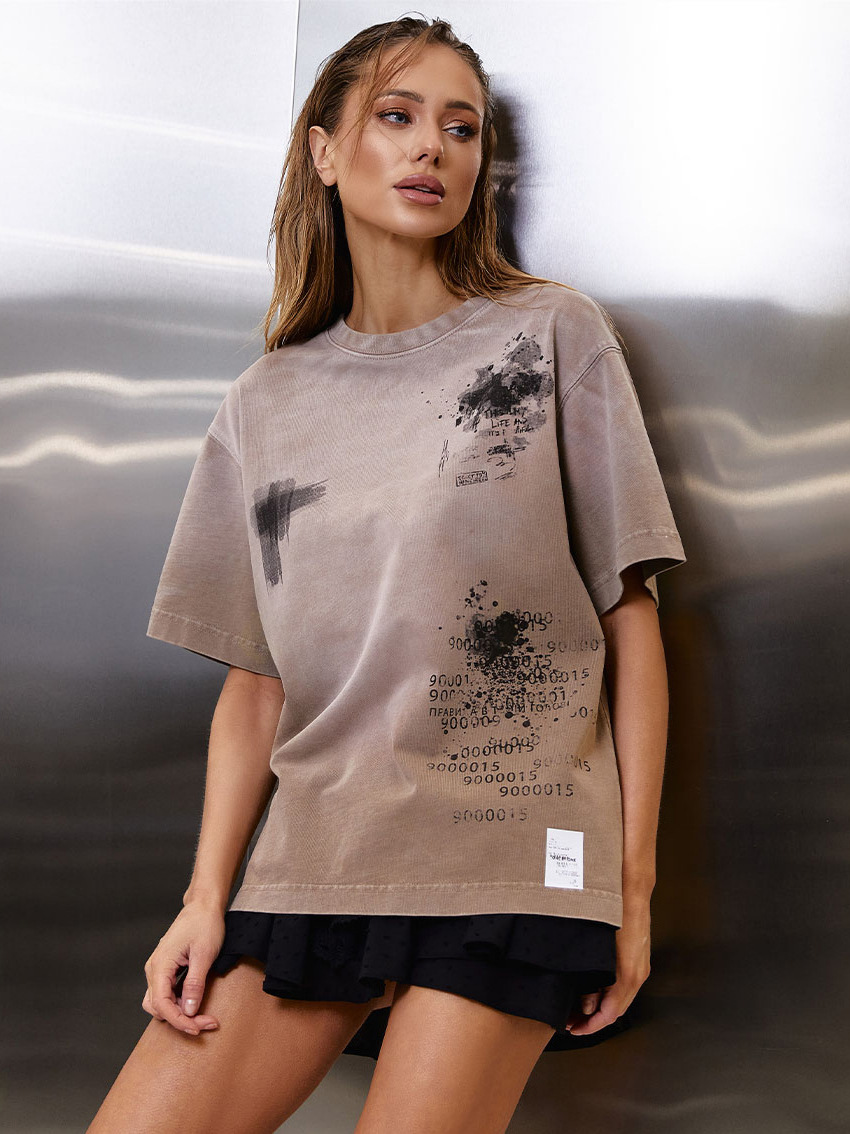 Unisex Print Graffiti Short Sleeve T-Shirt, Loose Fit Casual and Versatile