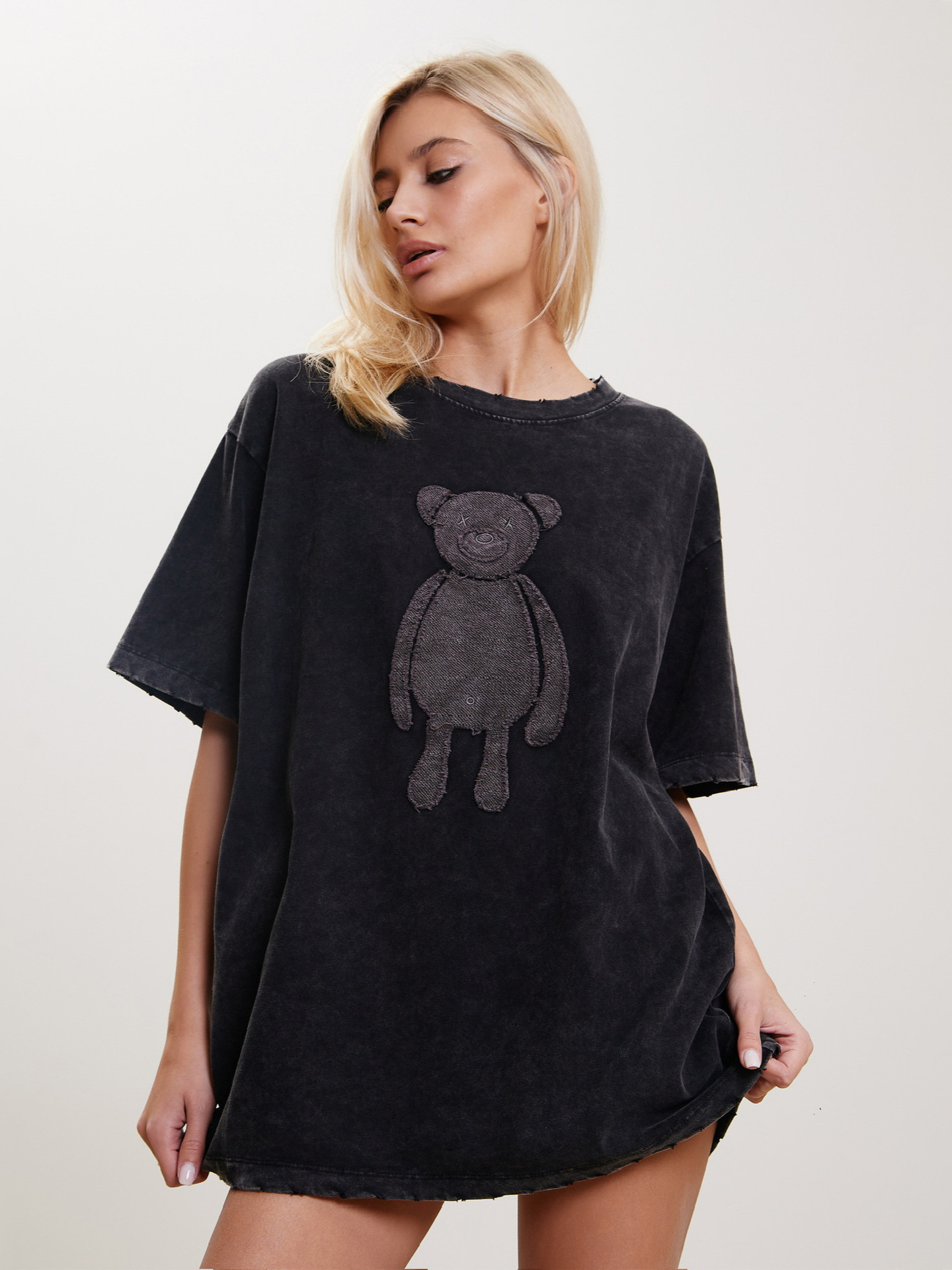 Unisex Anime Bear Patchwork Short Sleeve T-Shirt