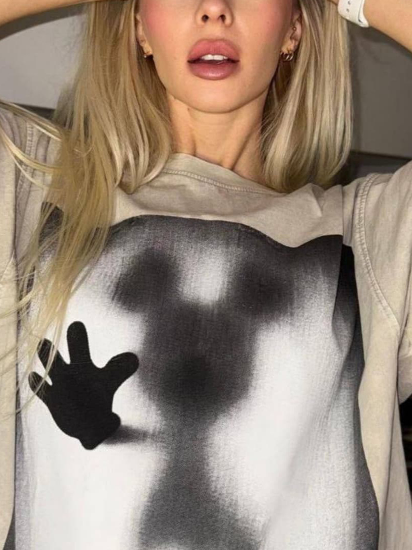 Designsoo Unisex Cartoon Print Crew Neck Short Sleeve Cotton T-Shirt, Casual and Versatile