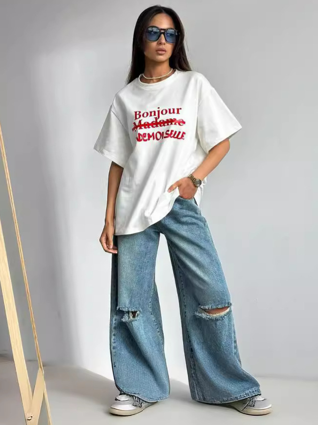 Unisex Print Graffiti Short Sleeve T-Shirt, Loose Fit Casual and Versatile