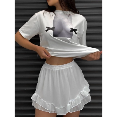 Women's Bow Short Sleeve T-Shirt, Sweet and Versatile 01