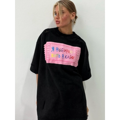 Unisex Letter Print Color Block T-Shirt, Fashionable and Versatile 02