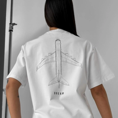 Unisex Airplane Print Short Sleeve T-Shirt 02
