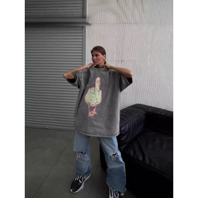 Unisex Cartoon Duck Print Casual T-Shirt, Loose Fit and Versatile 02