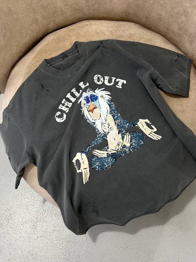 Unisex Cute Cartoon Print T-Shirt, Loose Fit Casual and Versatile