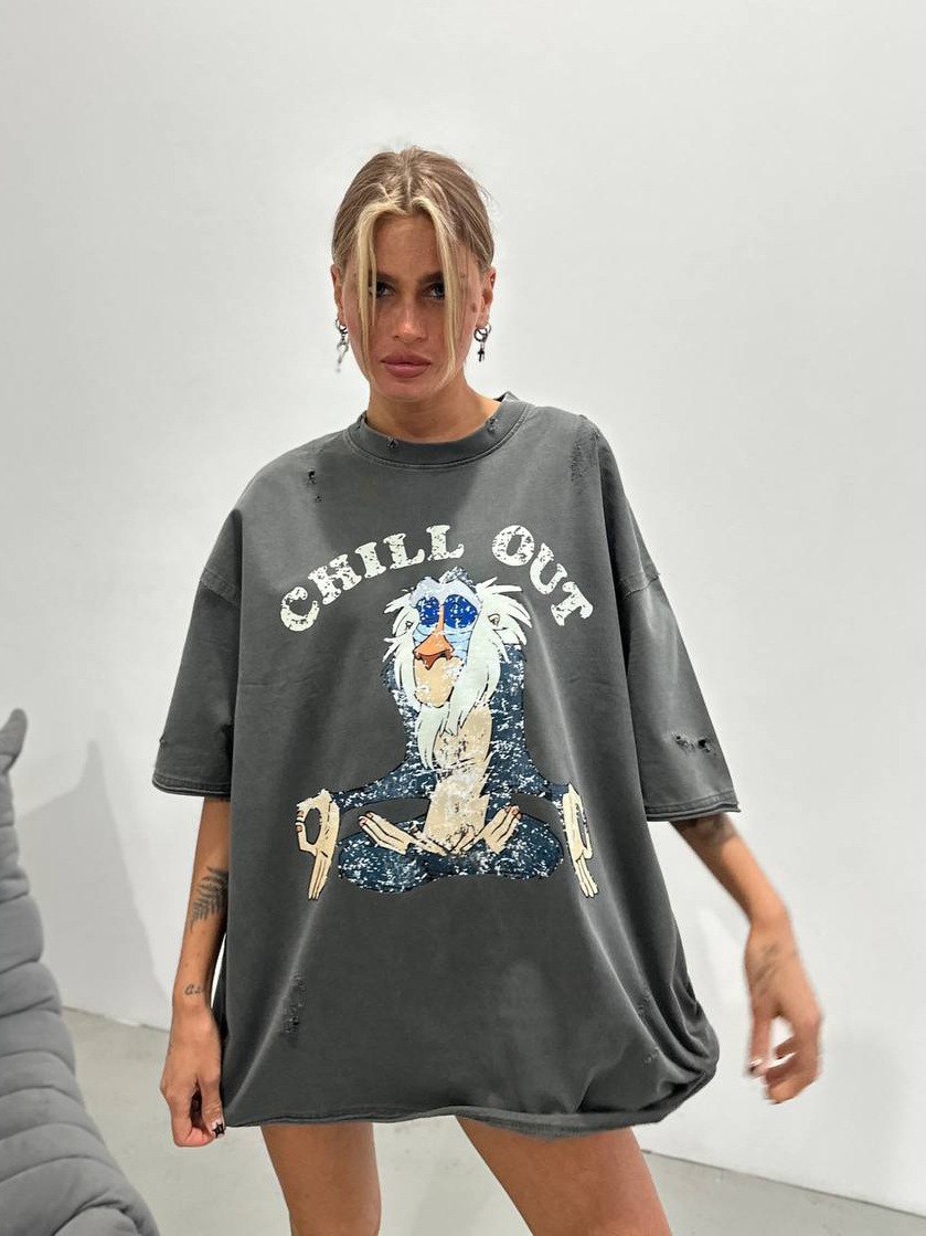 Unisex Cute Cartoon Print T-Shirt, Loose Fit Casual and Versatile