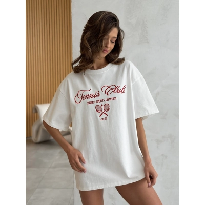 Women's American Tennis Embroidered Cotton T-Shirt 01