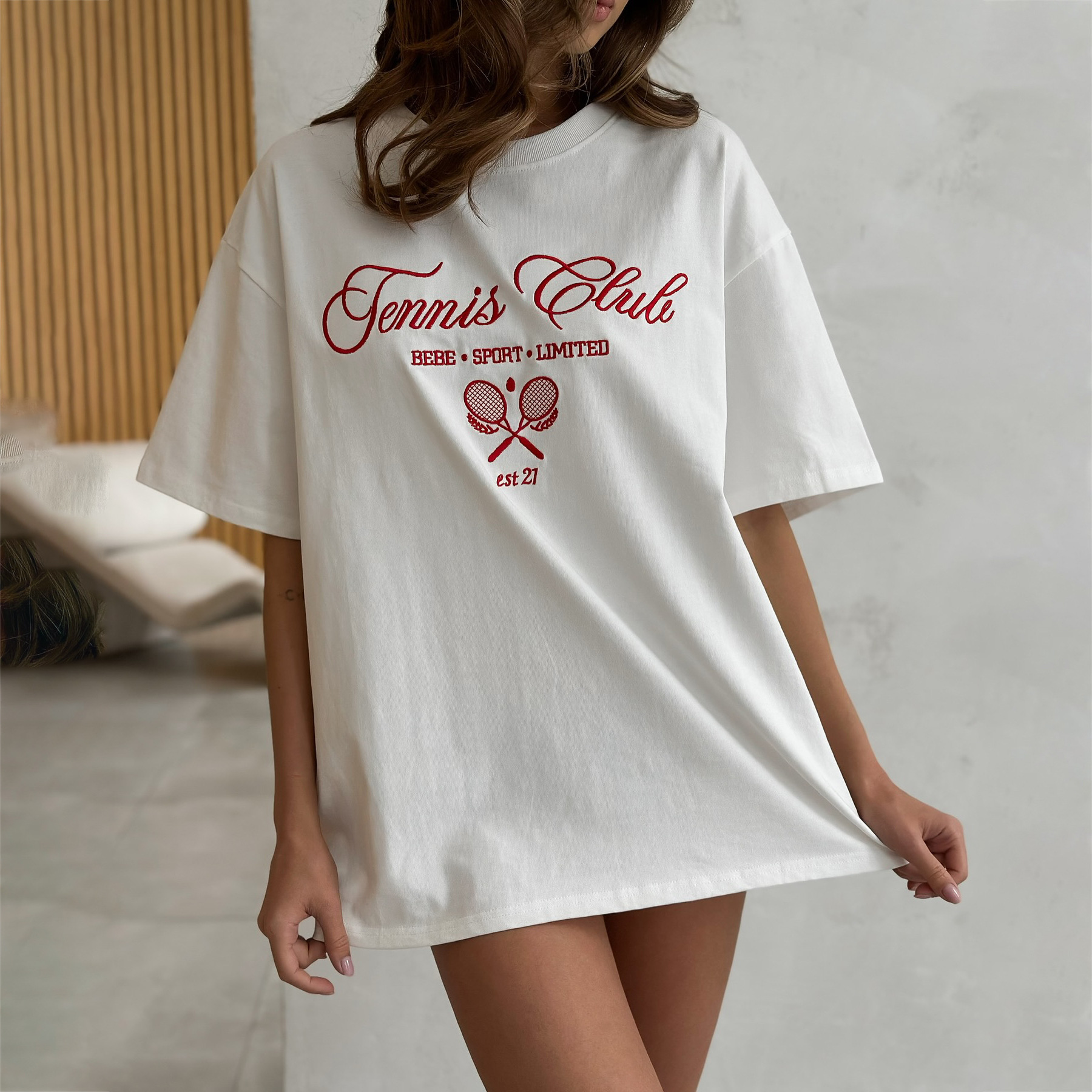 Women's American Tennis Embroidered Cotton T-Shirt