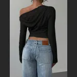 Women's Faux Two-Piece Waist-Cinching Lace Long T-Shirt