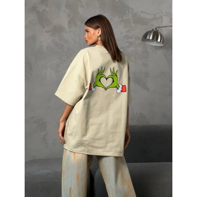 Designsoo Contrast Color Letter Fun Print Short Sleeve T-Shirt 02