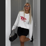 Designsoo Contrast Color Letter Long Sleeve T-Shirt