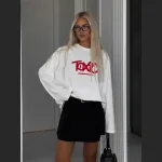 Contrast Color Letter Long Sleeve T-Shirt