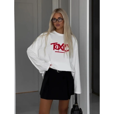 Designsoo Contrast Color Letter Long Sleeve T-Shirt 01