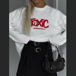 Designsoo Contrast Color Letter Long Sleeve T-Shirt