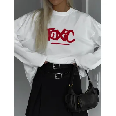 Contrast Color Letter Long Sleeve T-Shirt 02