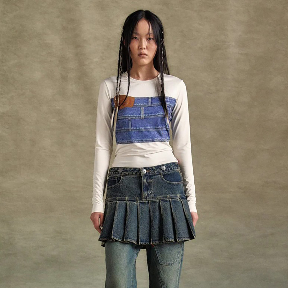 Denim Print Long Sleeve T-Shirt