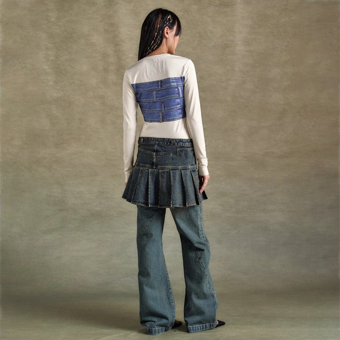 Denim Print Long Sleeve T-Shirt