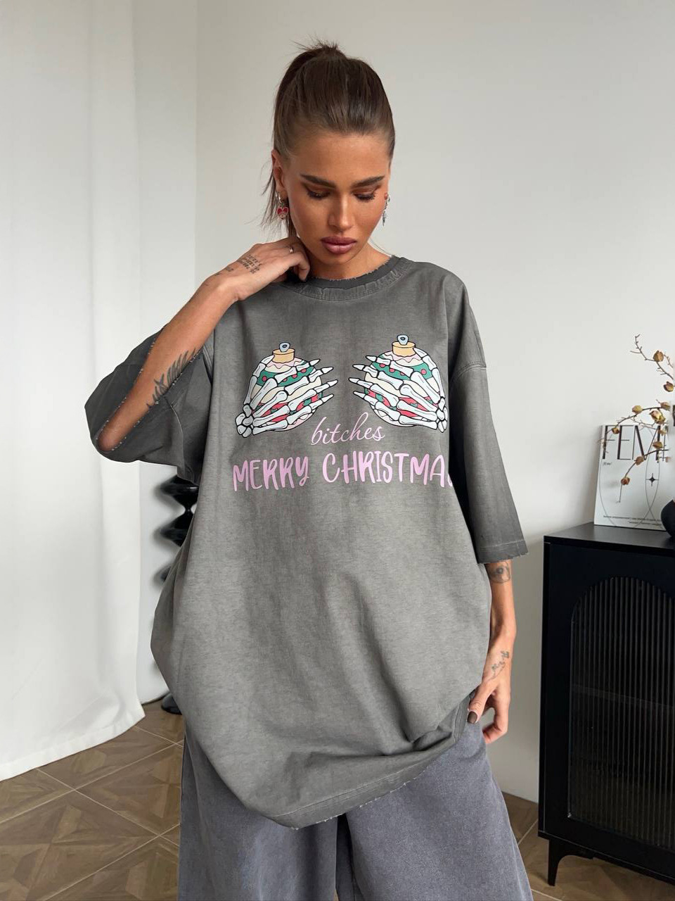 Designsoo Distressed Creative Print Short Sleeve T-Shirt