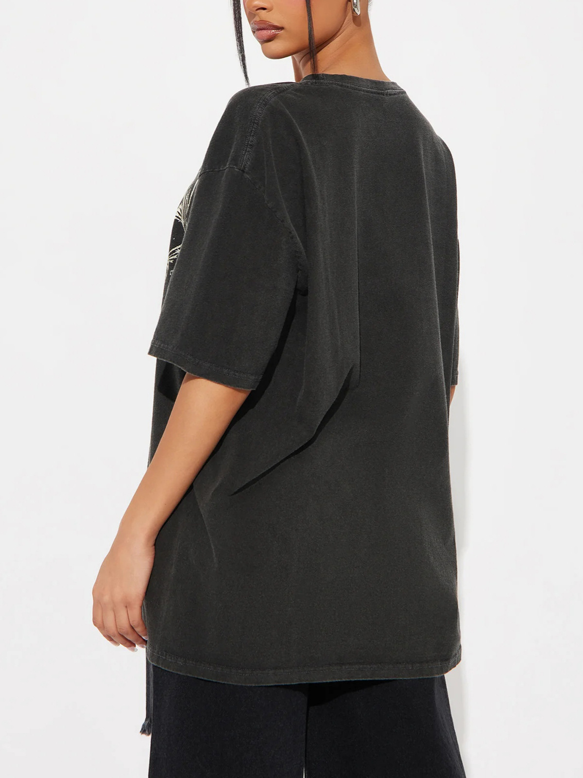 Designsoo Distressed Gemini Print Loose Fit T-Shirt