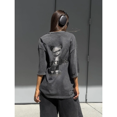 Designsoo Distressed Wash Bear Print T-Shirt 02