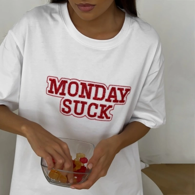 Designsoo Letter Beaded Loose Fit T-Shirt 02