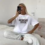 Letter Beaded Loose Fit T-Shirt