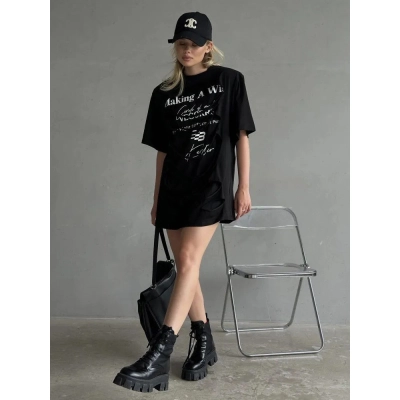 Designsoo Letter Print Distressed T-Shirt 02