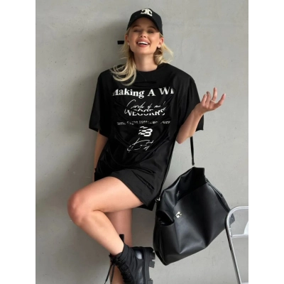 Designsoo Letter Print Distressed T-Shirt 01