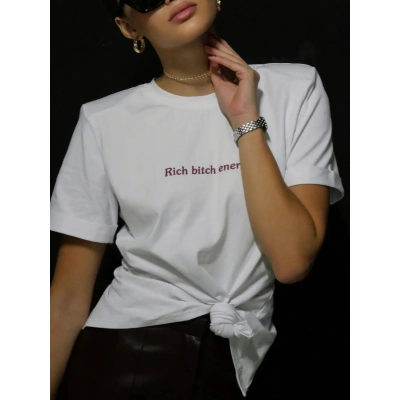 Designsoo Letter Print White T-Shirt 02