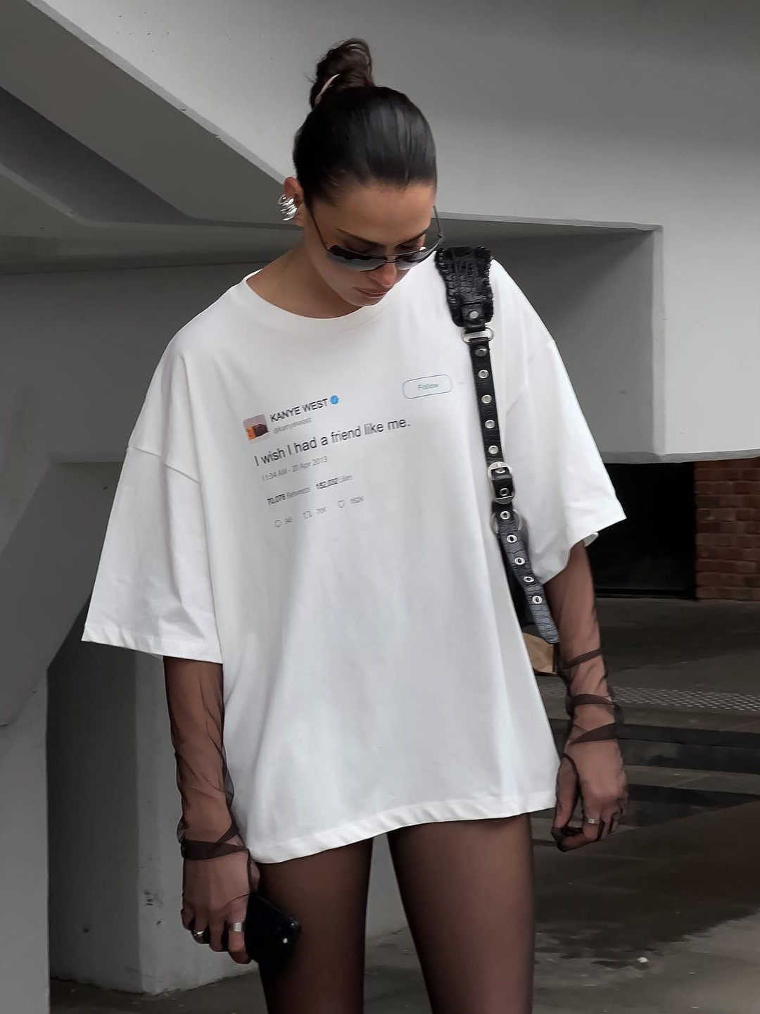 Designsoo Round Neck Short Sleeve Street Letter Print T-Shirt