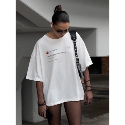 Designsoo Round Neck Short Sleeve Street Letter Print T-Shirt 01
