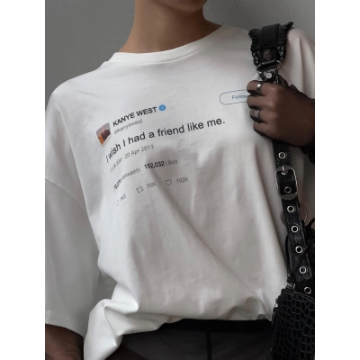 Designsoo Round Neck Short Sleeve Street Letter Print T-Shirt 02