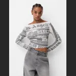 Street Style Creative Print Fitted Long T-Shirt