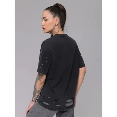 Street Style Full Rhinestone Decorated T-Shirt 02