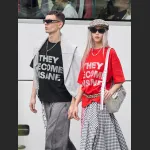 Trendy Letter Rhinestone Loose Fit T-Shirt