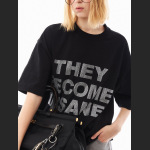Designsoo Trendy Letter Rhinestone Loose Fit T-Shirt