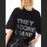 Trendy Letter Rhinestone Loose Fit T-Shirt