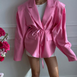 Designsoo Classic Fit Notch Lapel Belted Blazer