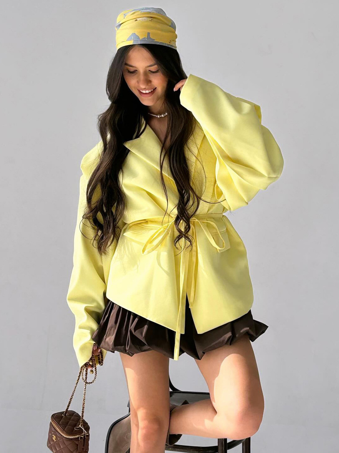 Designsoo Classic Fit Notch Lapel Belted Blazer