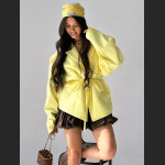 Designsoo Classic Fit Notch Lapel Belted Blazer
