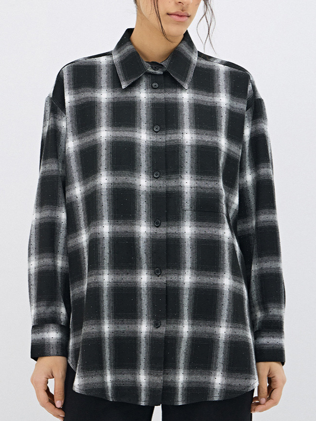 Designsoo Fully Rhinestone Embellished Loose Fit Women's Shirt