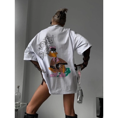 Designsoo Fun Donald Duck Patchwork Letter Print T-Shirt 02