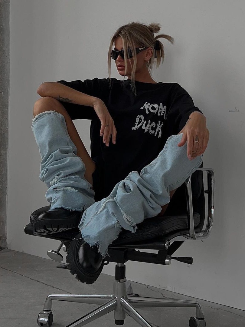 Designsoo Fun Donald Duck Patchwork Letter Print T-Shirt