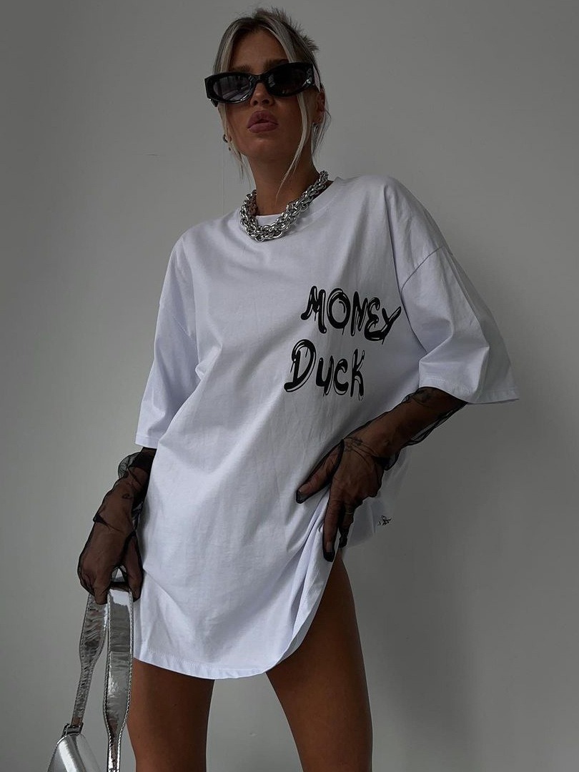 Designsoo Fun Donald Duck Patchwork Letter Print T-Shirt