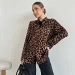 Hong Kong Style Long Sleeve Leopard Print Shirt