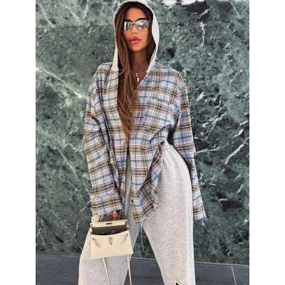 Designsoo Hooded Plaid Shirt 01