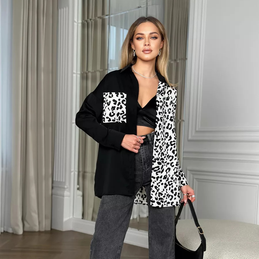 Designsoo Leopard Print Fashion Long Sleeve Shirt