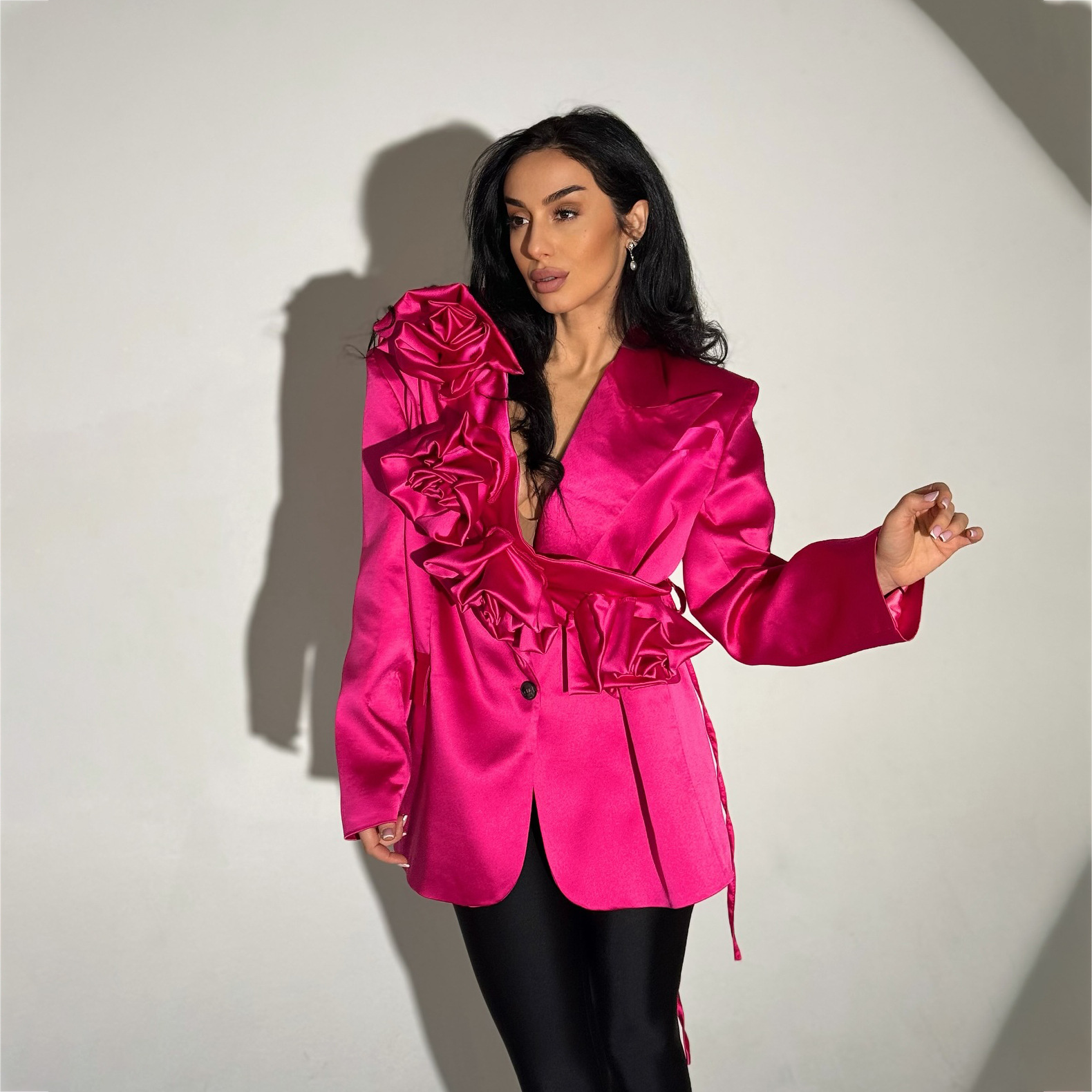 Luxe Glossy Floral 3D Embellished Blazer